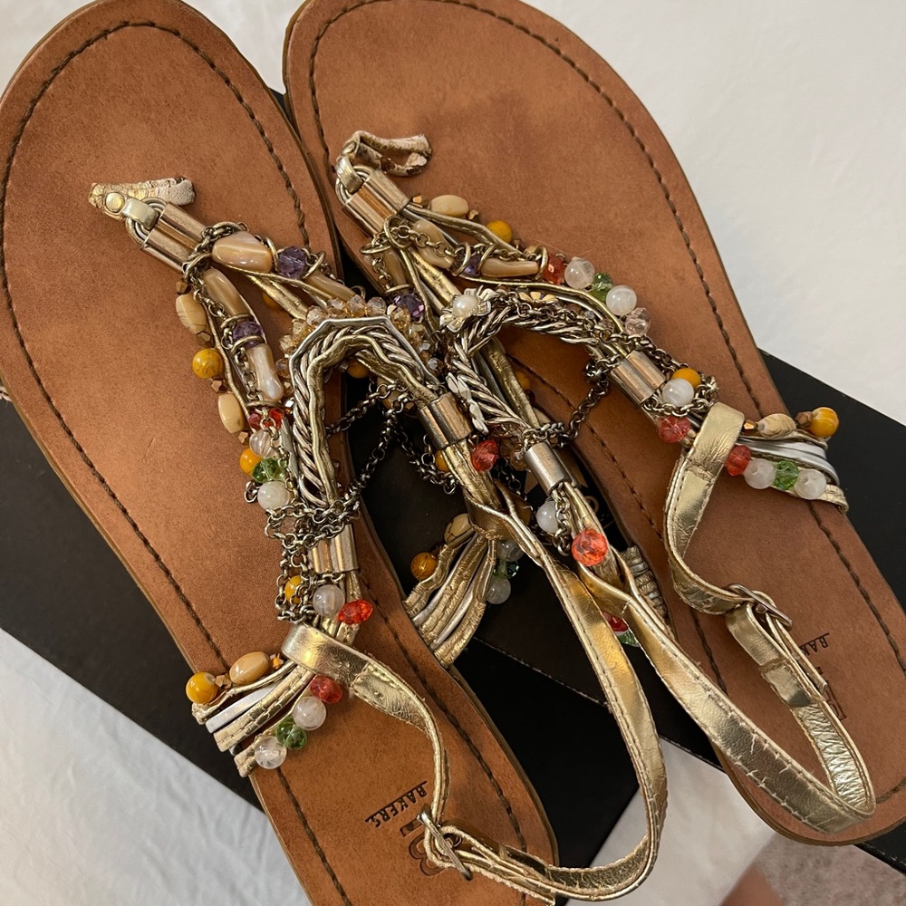 Beaded Gold Baker Sandal